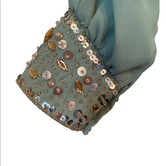 Hot & Delicious Green and Blue Long Sleeved Dress - Picture 4 of 13